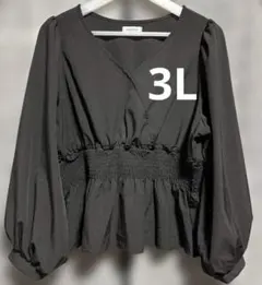 大きいサイズ　しまむら　カシュクールブラウス　3L 黒のサムネイル