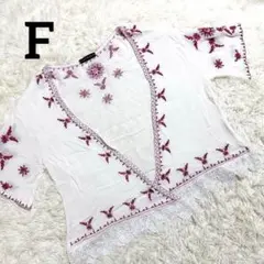 【GORGE】❣️美品❣️赤い刺繍 /ボレロ/半袖/透け感/フリーズサイズ