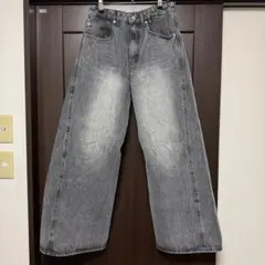 デ*オ様 WYM ワイドデニム グレー Mサイズ 美品 ゆったり シルエット 即