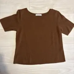 ブラウン 半袖ニットトップス
