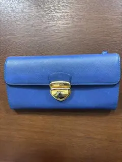 PRADA 長財布 サフィアーノレザー ブルー ゴールド金具のサムネイル