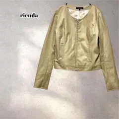 美品！　リエンダ　フェイクレザー ノーカラーライダース ジャケット　5287