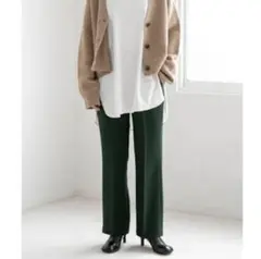 LOWRYS FARM ツイルカラーフレアパンツ グリーン ローリーズファーム