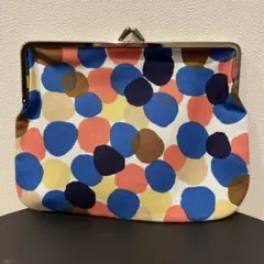 新品未使用　マリメッコ　カラフルドット柄　がま口ポーチ