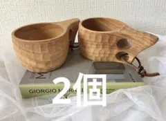 手作り木製コップ 2個　ククサ 北欧カップ キャンプ　アウトドアのサムネイル