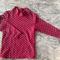 110cm ピンク 水玉 長袖カットソー