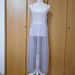W closet　新品　チュール　レース切替　ロングキャミワンピース