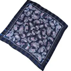 【美品】ペイズリー柄 大判スカーフ 88cm 正方形 シルク風 匿名配送