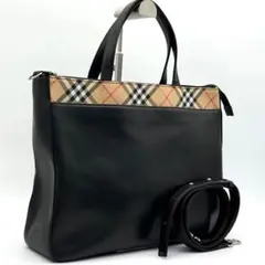 美品】 バーバリー 2way トートバッグ ノバチェック A4 斜め掛け 