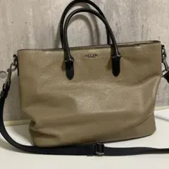 コーチ COACH メンズ トートバッグ 本革 ショルダー付き ベージュ