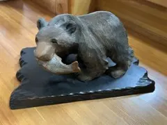 木彫りの熊 鮭くわえ熊 昭和レトロ　置物