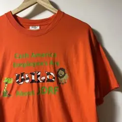 メンズ　Tシャツ　オレンジ　フロントプリント　ライオン　L