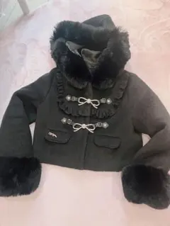 リズリサ ファー リボン コート 黒