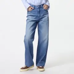 美品✨ ユニクロ ワイドストレートジーンズ ブルー 24inch
