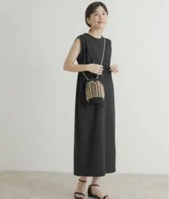 ☆美品☆USAコットンノースリーブカットワンピース ブラック doors