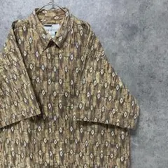 90s vintage 半袖　柄シャツ　メンズL 綿　古着　個性派　奇抜