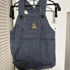 POLO ストライプ柄 ネイビーオーバーオール 70