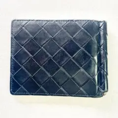 極美品✨BOTTEGA VENETA マネークリップ イントレチャート ネイビー ♢BOTTEGA VENETA♢イントレチャートマネークリップ☆ (BOTTEGA