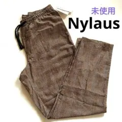 ナイラス Nylausグレインチェック　ワイドパンツ　L カジュアル　腰ゴム