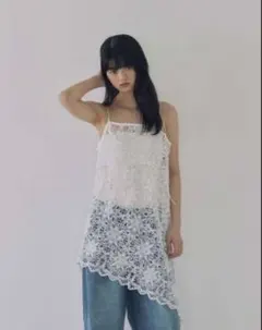 DouDou チュールフラワーキャミ レースキャミ - メルカリ