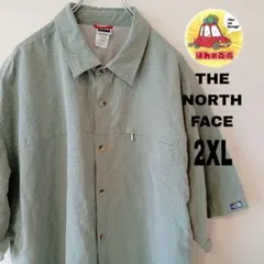 USA古着 THENORTHFACE 半袖ボタンシャツ　2XL グリーンのサムネイル