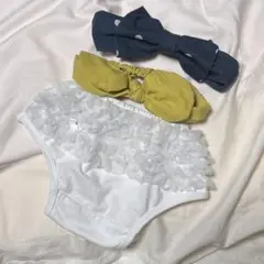 フリル付きホワイトボトムスとヘアバンドセット