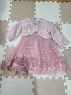 フラワー刺繍ドレス110cm & ファーボレロ100cm セット