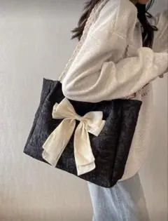 リボン付きトートバッグ