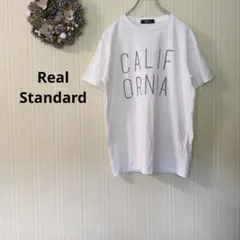 リアルスタンダード CALIFORNIA 白 クルーネックTシャツ ロゴ Lのサムネイル