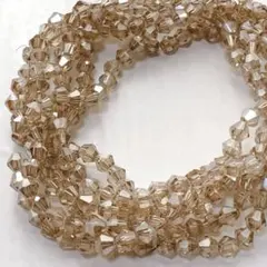 bk869/SALE！ガラスビーズ◇そろばん形　クリアベージュ　5連