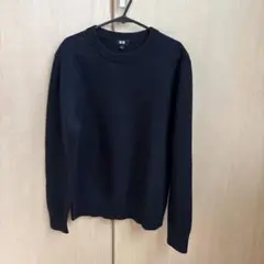 UNIQLO エクストラファインメリノ クルーネックセーター ネイビー