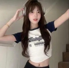 SHEIN クロップドTシャツ　韓国y2k