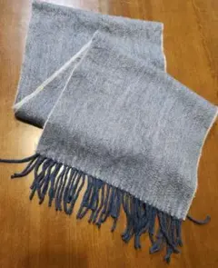 マフラー　カシミヤ100%　ユニセックス　ブルー×グレー