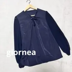 ジョルネア　giornea ボウタイブラウス　ネイビー　紺　シャツ　シアー