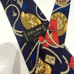 セリーヌ CELINE ネクタイ ネイビー タッセル 国旗
