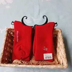 Moujonjon キッズ靴下 レッド 19-21cm.2枚セット
