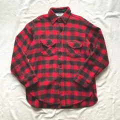 70s Woolrich白タグ ネルシャツ 赤黒 バッファローチェック　L相当