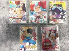 ラウンドワン×ONE PIECE コラボ ワンピースカード 5枚 おまけシール付