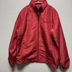 SPALDING ボーダー柄 レッドナイロンジャケット　Lサイズ　メンズ
