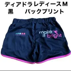 Diadora テニスウェア ショートパンツ ブラック バックプリントサイズM