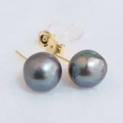 5986●k18Gpあこや真珠SV925刻印入！大珠ナチュラルスタッドピアス