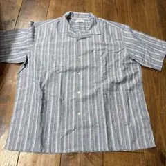 UNIQLO ブルーグレー ストライプ 半袖シャツ XL