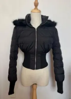 フード付き ファー ダウン SHEIN ダウンジャケット ファーダウン ブラック