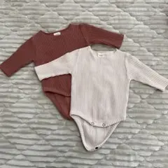 モンベベ リブ編みロンパース 2色セット S