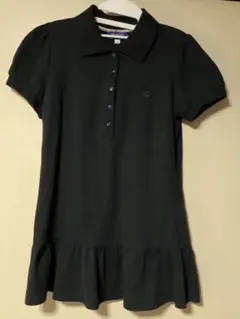 BURBERRY LONDON 半袖ポロシャツ 38 黒 裾切替 フリル付き