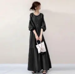 ロングワンピース ブラック M
