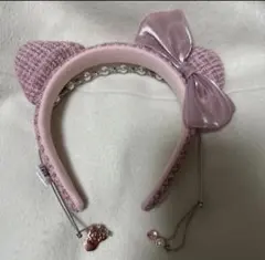 ユニバ USJ ハローキティ ツイード ピンク カチューシャ