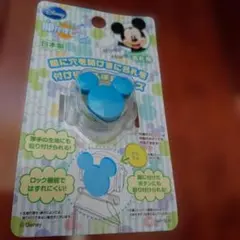 Disney ミッキーマウス型 名札ストラップクリップ　まーるい開かずピンちゃん