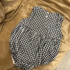 ベビー ロンパース ギンガムチェック 黒