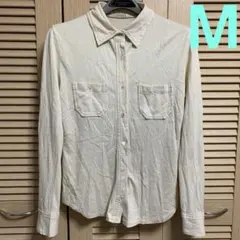 レディース　春物　M 綿カットシャツベージュ無地